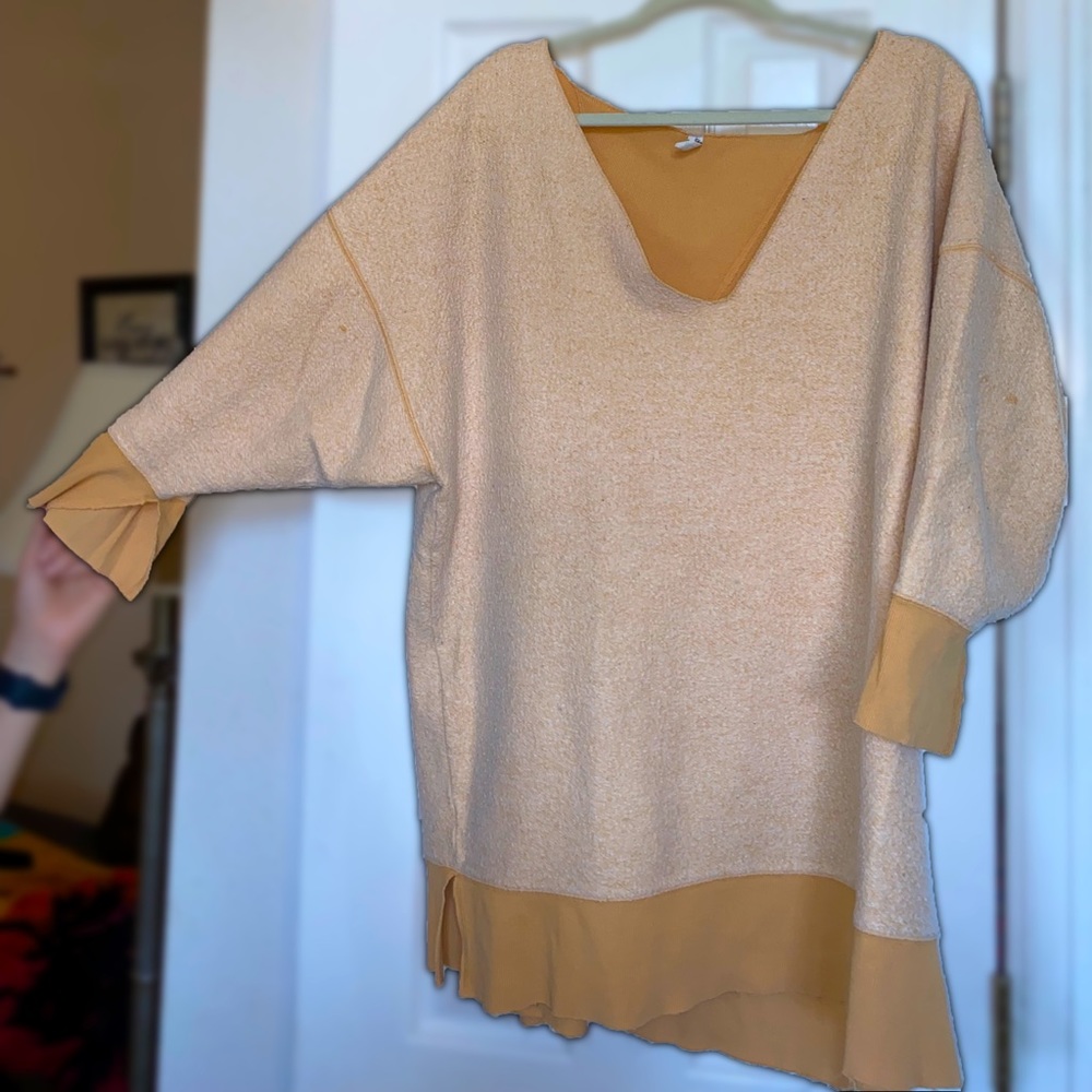 Free People Oversized Yellow Sweatshirt